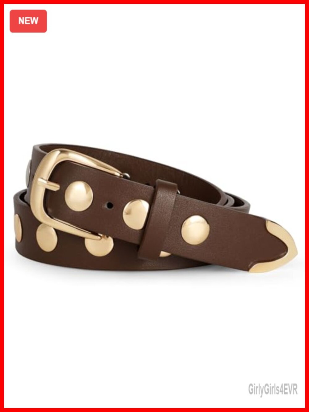 Faux Leather Studded Punk Belt Adjustable Women's Fashion Belt for Jeans